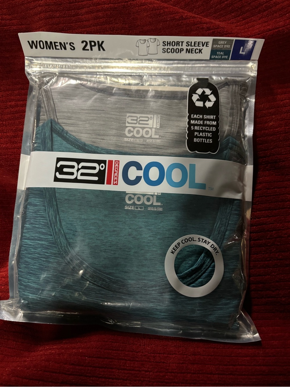 32 Degrees Women’s 2-Pack Short Sleeve Scoop Neck Tanks - Teal & Gray